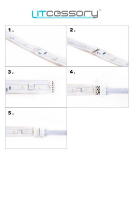 FYND Litcessory Cut-End to Cut-End 50mm snap extension connectors 4 pack White