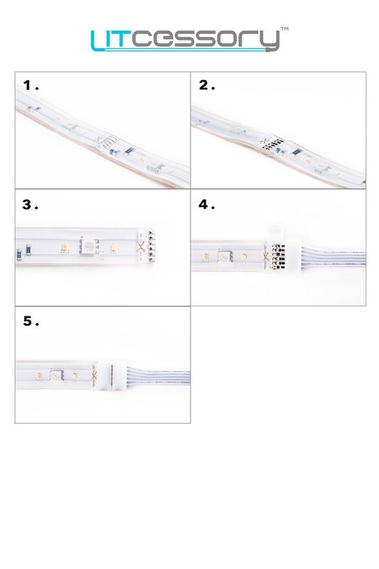 FYND Litcessory Cut-End to Cut-End 50mm snap extension connectors 4 pack White