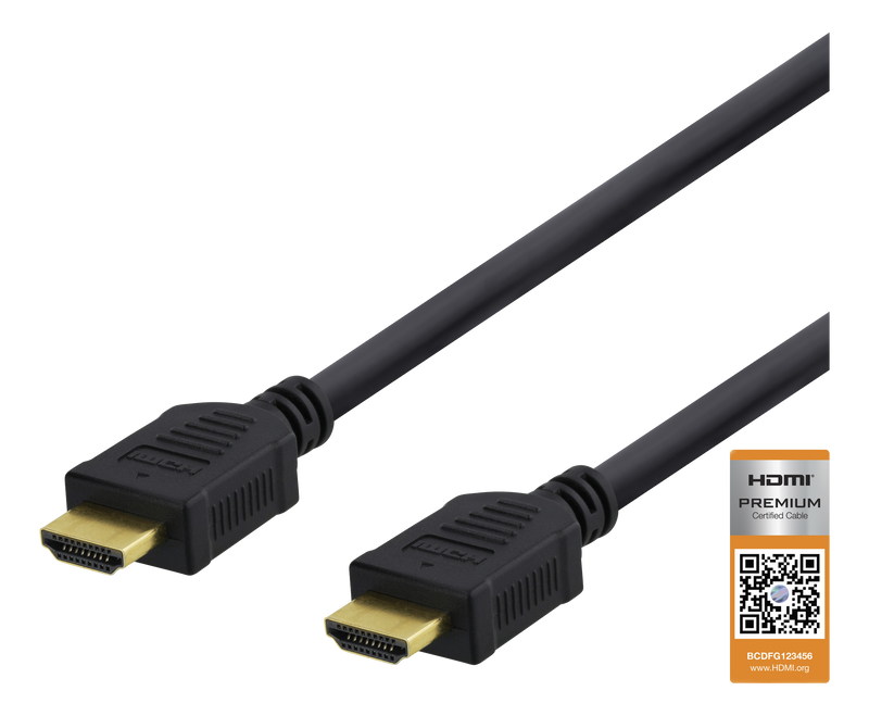 Premium High Speed HDMI kabel 0,5m, 4K i 60Hz, HDR, svart