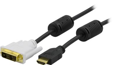 HDMI till DVI-kabel 10m, Full HD i 60Hz, svart/vit