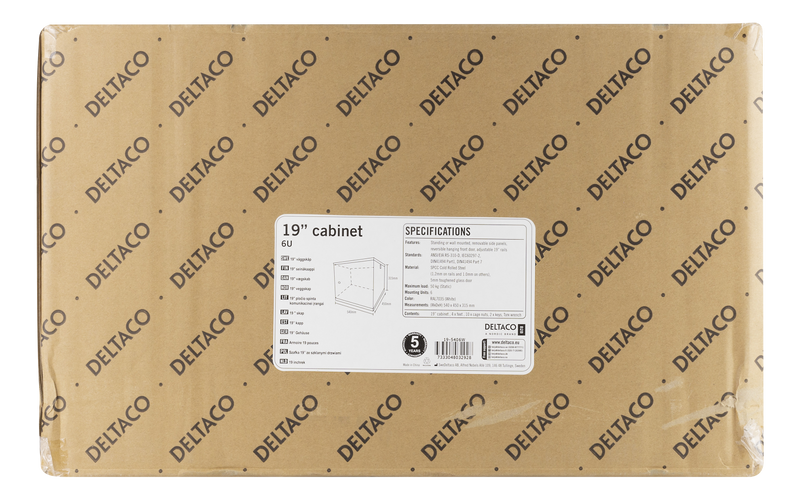 DELTACO 19" cabinet, 6U, 540x450mm, standing or wall-mounted, glass door, white.