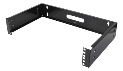 DELTACO 19" väggfäste, 2U, max 25kg, stålkonstruktion, svart