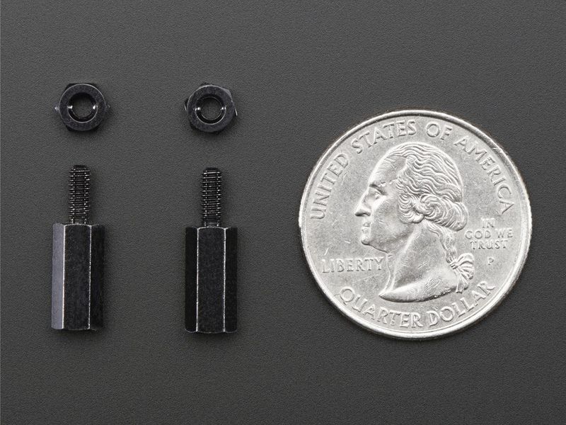 Latón M2.5 Pilares para Pi HATs - Con recubrimiento negro - Paquete de 2