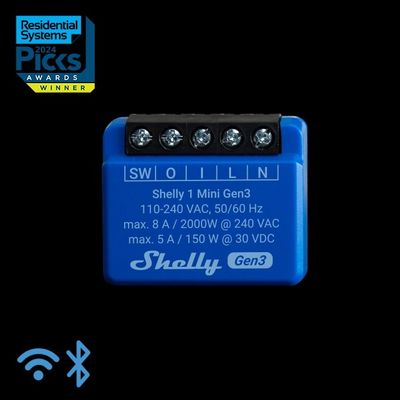 Enkanalig fjärrströmbrytare för inbyggnad WiFi & Bluetooth - Shelly 1 mini Gen3
