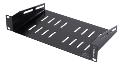 DELTACO, 10" fast hylla, 1U, 136mm djup, svart