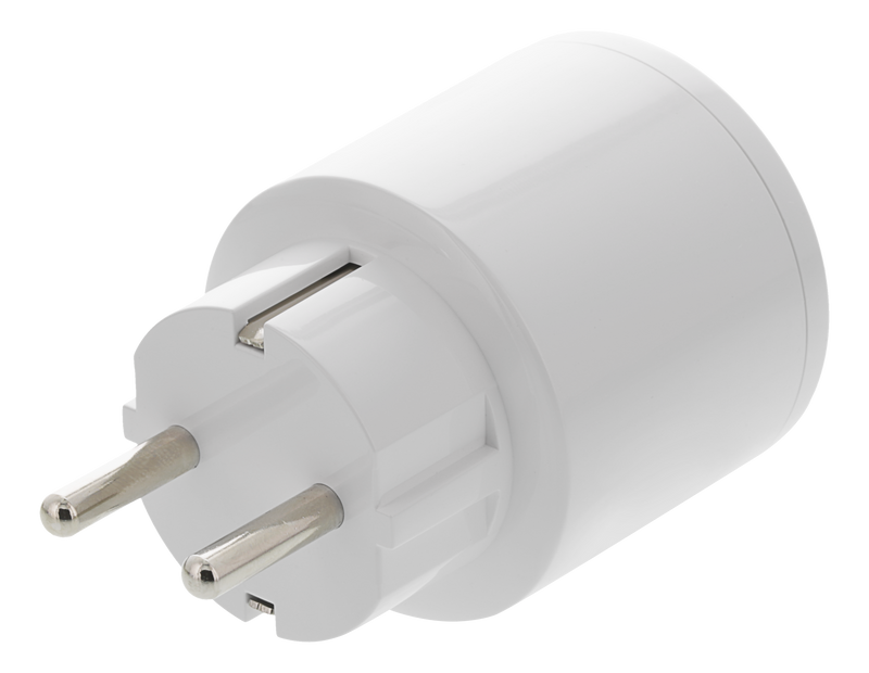 FYND DELTACO SMART HOME strömbrytare, WiFi 2,4GHz, 1xCEE 7/3, 10A, timer, 220-240V, vit