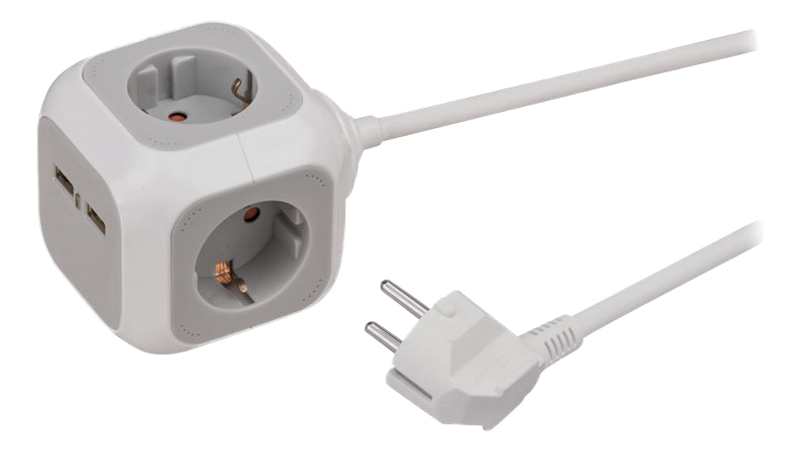 ALEA-Power USB-Charg Socket block 4-wy 1.4m H05VV-F 3G1.5