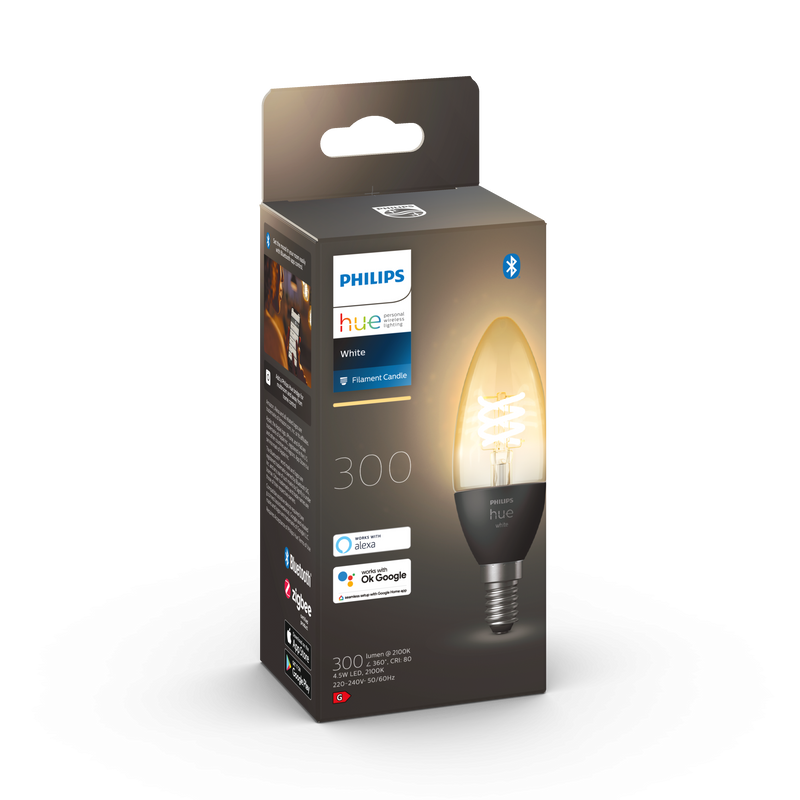 Hue White 4.5W Filament Candle E14 1 Pack