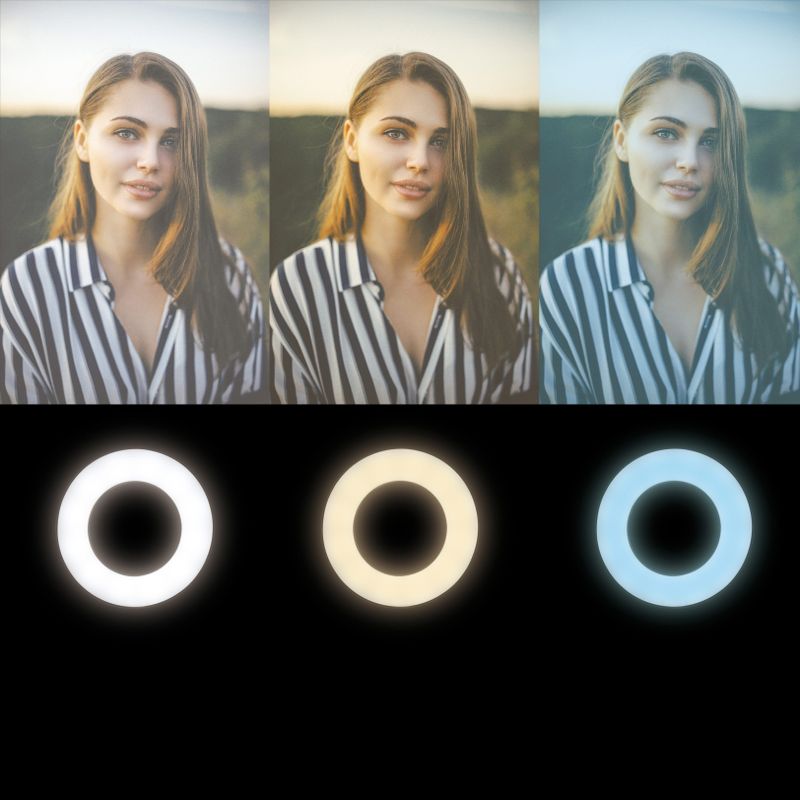 Ring light för smartphone Ø8,5 cm med klämma