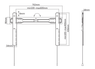 DELTACO Office, fixed ultra-slim wall, 37"-70", 35kg, 100x100-600x400