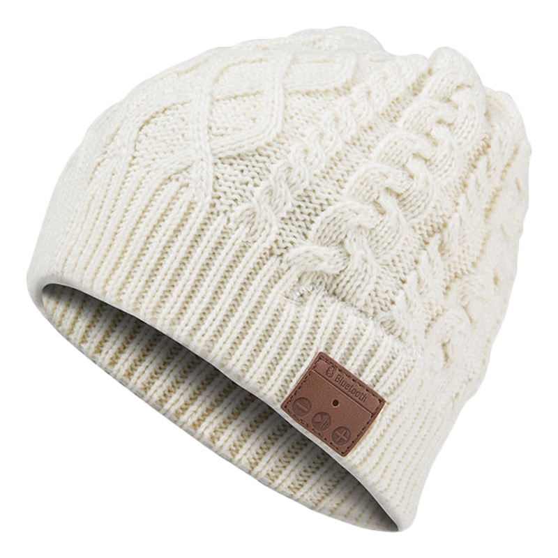 Mössa med inbyggda hörlurar, vit