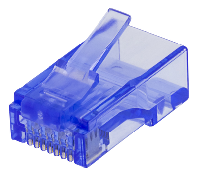 DELTACO RJ45 kontaktdon, Cat6, UTP, 20-pack, transparent, blå