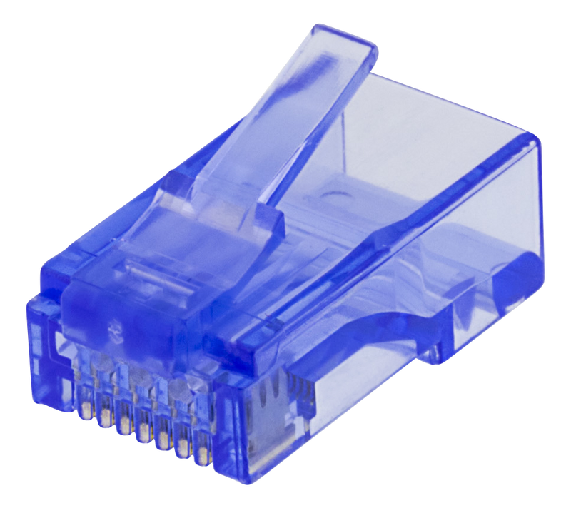 DELTACO RJ45 kontaktdon, Cat6, UTP, 20-pack, transparent, blå