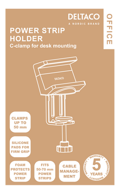 DELTACO Office, Clamp-On Power Strip Holder