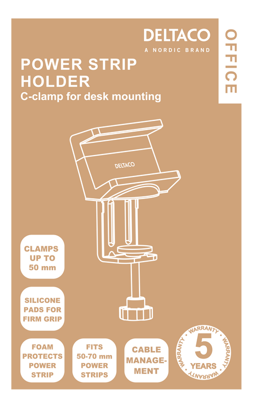 DELTACO Office, Clamp-On Power Strip Holder