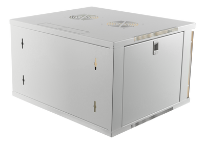 DELTACO 19" cabinet, 6U, 540x450mm, standing or wall-mounted, glass door, white.