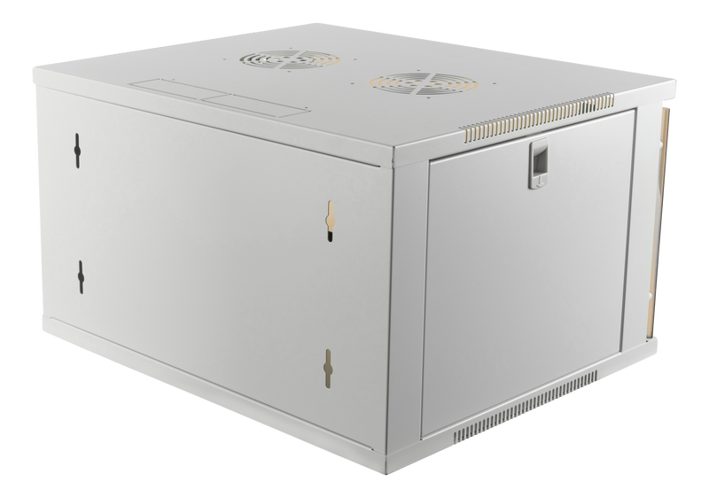 DELTACO 19" cabinet, 6U, 540x450mm, standing or wall-mounted, glass door, white.