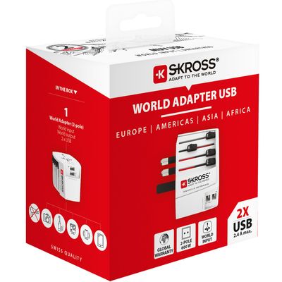 World Adapter MUV 2xUSB (2,4A) Vit