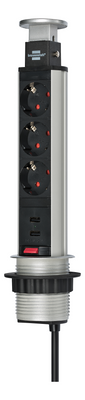 Tower Power Bord 3 x CEE 7/4, 2 USB