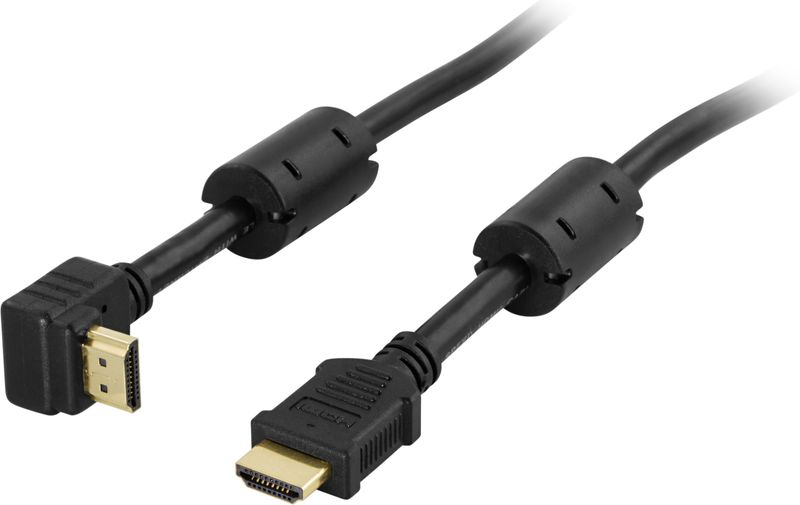 Vinklad HDMI kabel 10m, HDMI High Speed with Ethernet, svart