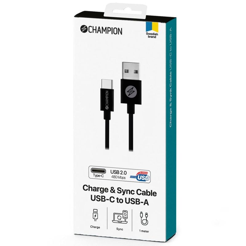 Ladd&Synk kabel USB 2.0 C till A, 1m