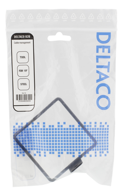 DELTACO cable hook for vertical 19" mounting, 80x80mm, metal, black.