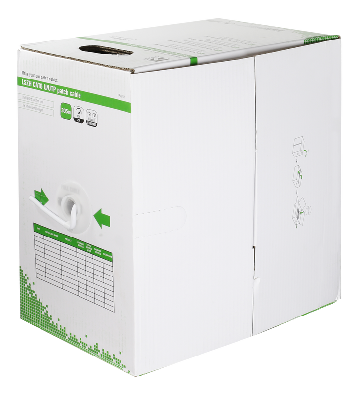 DELTACO U/UTP Cat6 patchkabel, 305m box, 250MHz, LSZH, vit