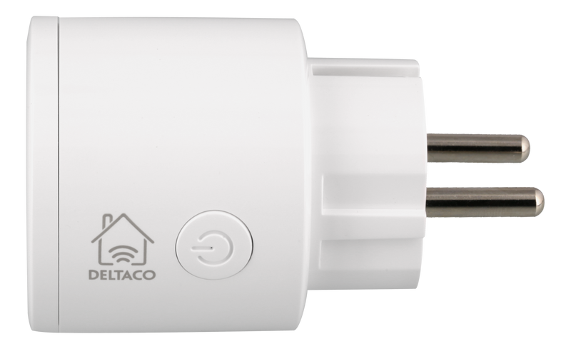 FYND DELTACO SMART HOME strömbrytare, WiFi 2,4GHz, 1xCEE 7/3, 10A, timer, 220-240V, vit
