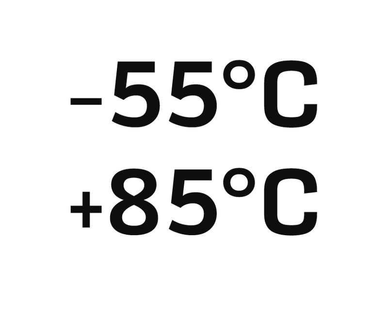 -55 to +85 degrees Celsius
