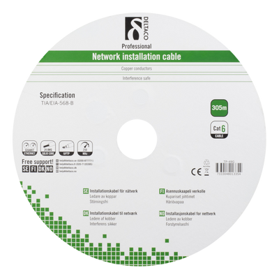 DELTACO F/UTP Cat6 installationskabel, för utomhusbruk, 305m, svart