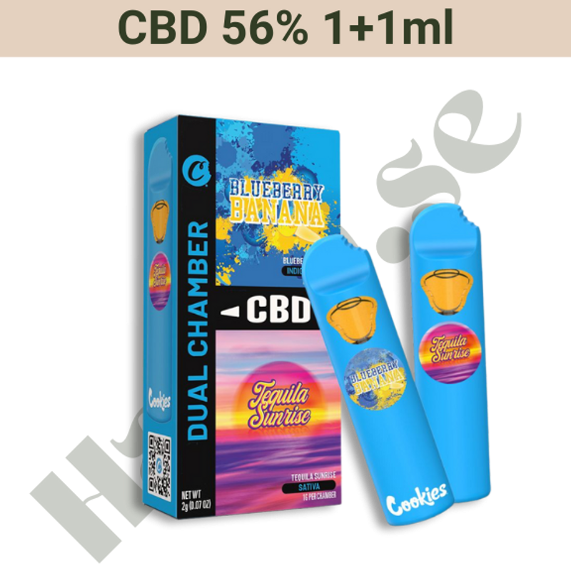 Vape Dual - CBD 56% - Blueberry Banana &amp; Tequila Sunrise - 1+1ml