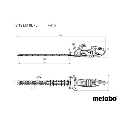 Metabo HS 18 LTX BL 75 Häcksax 18V 750mm