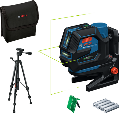 Bosch GCL 12V-50-22 CG Krysslaser m. Lodpunkter Grön 12V Inkl Stativ