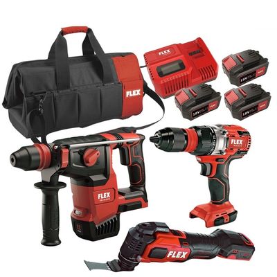 Flex Verktygpaket Elektriker 18V (3x5,0Ah)