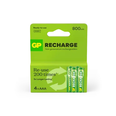 GP Recharge AAA-batteri 800mAh 4-pack