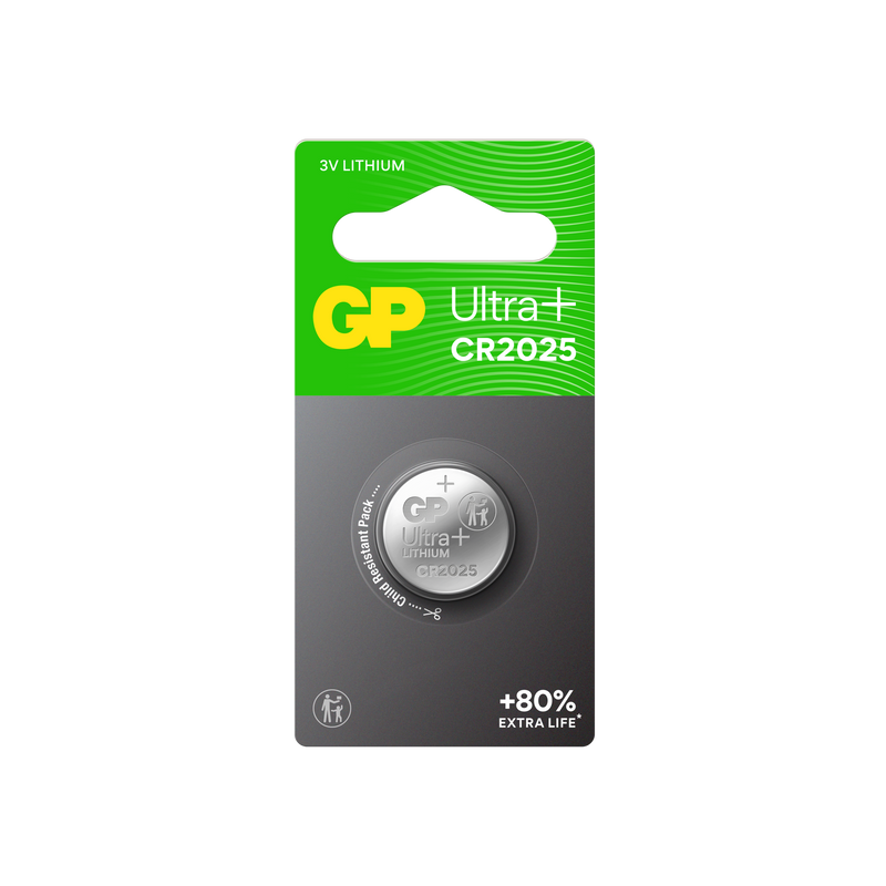 GP Ultra Plus Litium Knappcell CR2025 3V