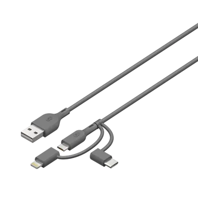 GP Laddkabel USB-A till USB-C + Micro-USB + Lightning 1m 18W
