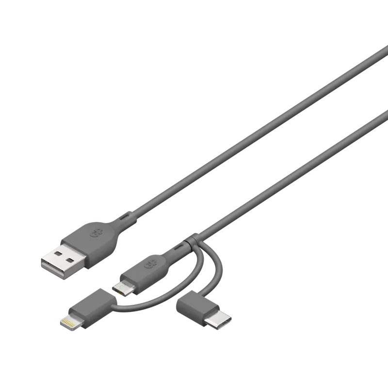 GP Laddkabel USB-A till USB-C + Micro-USB + Lightning 1m 18W