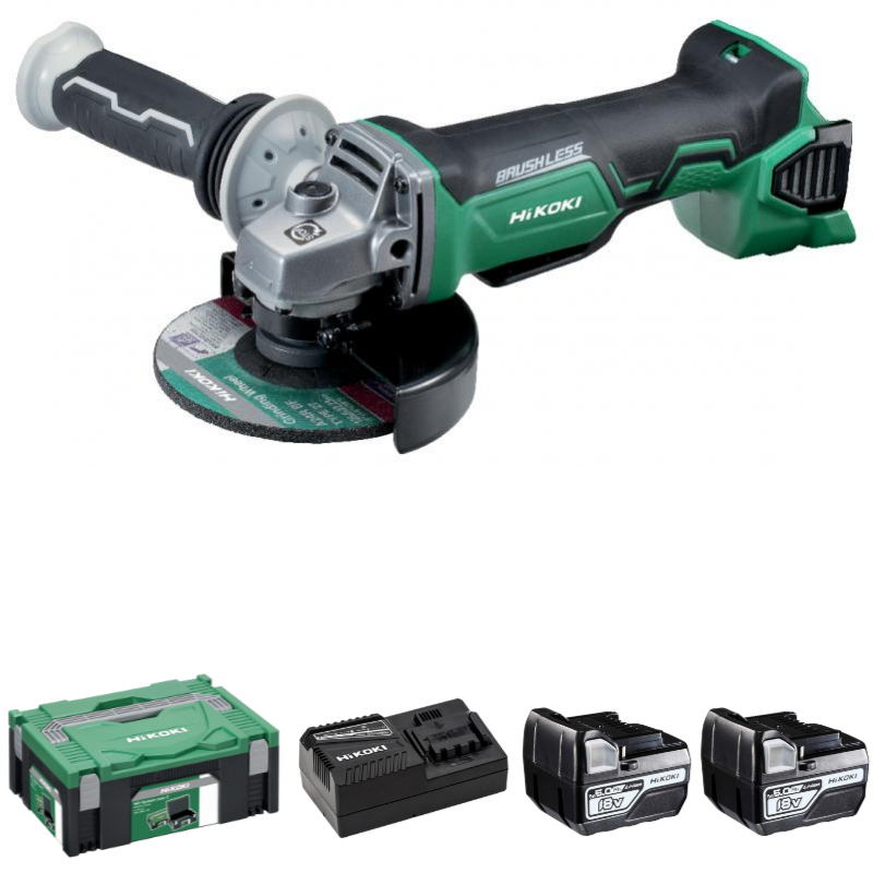 HiKOKI G18DBBAL Vinkelslip 18V 125MM (2x5,0Ah)