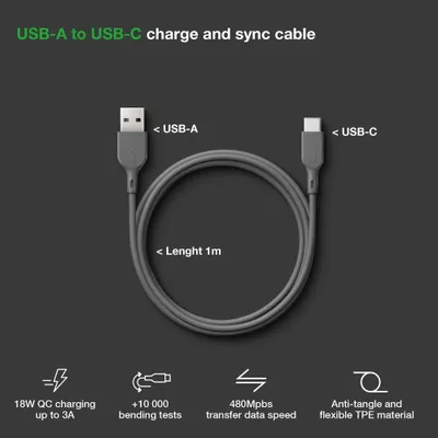 GP Laddkabel USB-A till USB-C 1m 18W