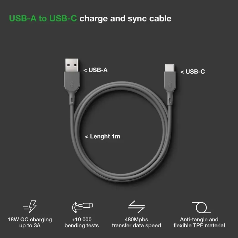 GP Laddkabel USB-A till USB-C 1m 18W