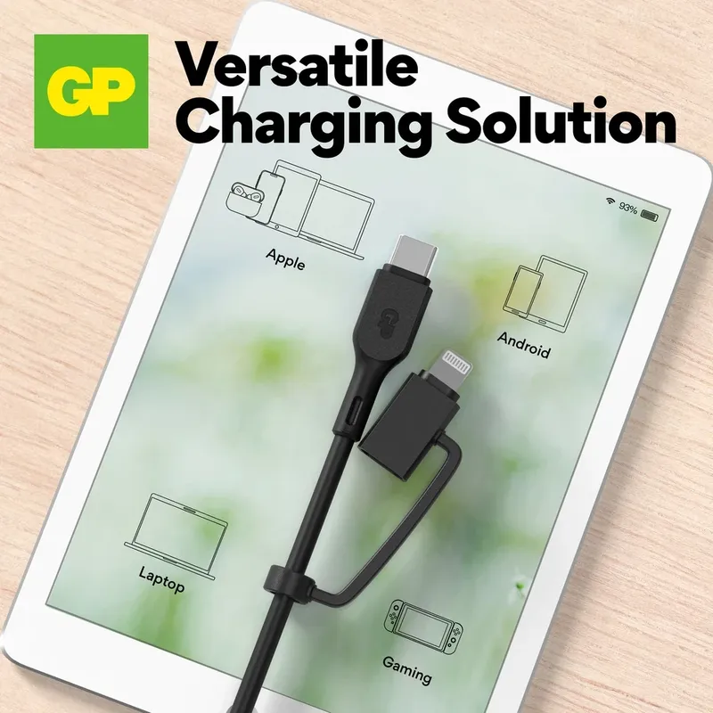 GP Laddkabel USB-C till USB-C + Lightning 1,5m 60W