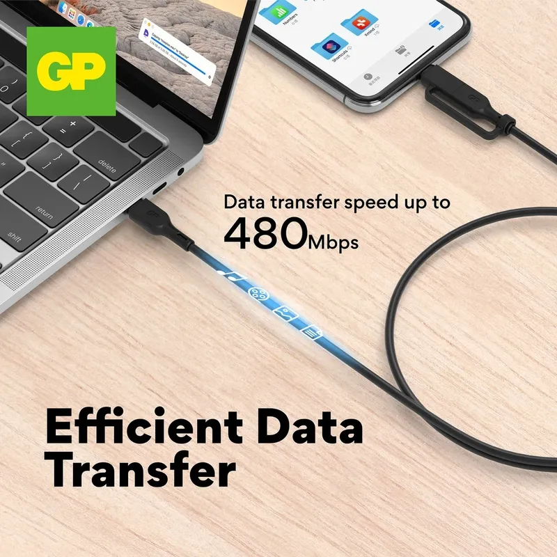 GP Laddkabel USB-C till USB-C + Lightning 1,5m 60W