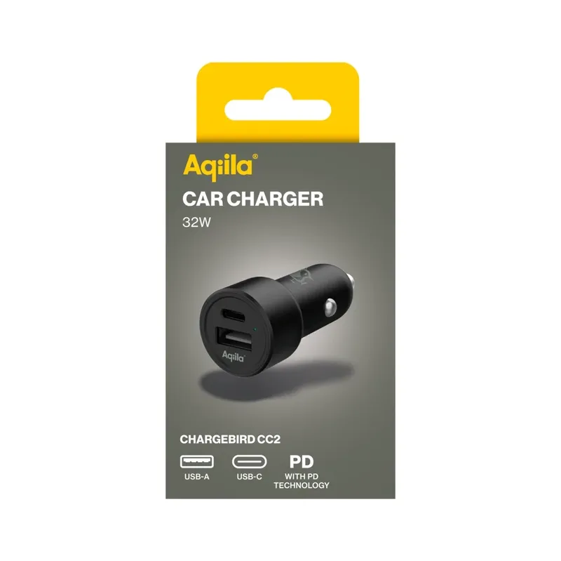 Aqiila Billaddare 12V USB-C + USB-A 32W