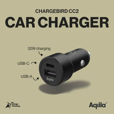 Aqiila Billaddare 12V USB-C + USB-A 32W