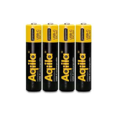 Aqiila Uppladdningsbart USB-C Lithium Batteri AA 1,5V 4-pack