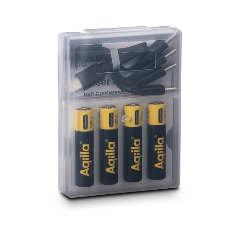 Aqiila Uppladdningsbart USB-C Lithium Batteri AA 1,5V 4-pack