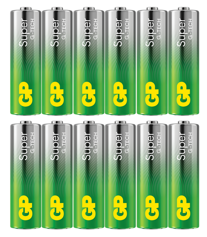 GP Batteries Super Alkaline AA-Batteri G-TECH 12-pack