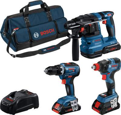 Bosch (GSR/GDX/GBH) Verktygspaket 18V (3x4,0Ah)