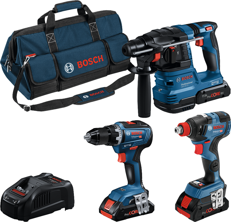 Bosch (GSR/GDX/GBH) Verktygspaket 18V (3x4,0Ah)